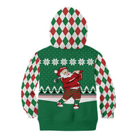 Golfer Santa Christmas Kid Hoodie Xmas Holiday Patterns - Wonder Print Shop