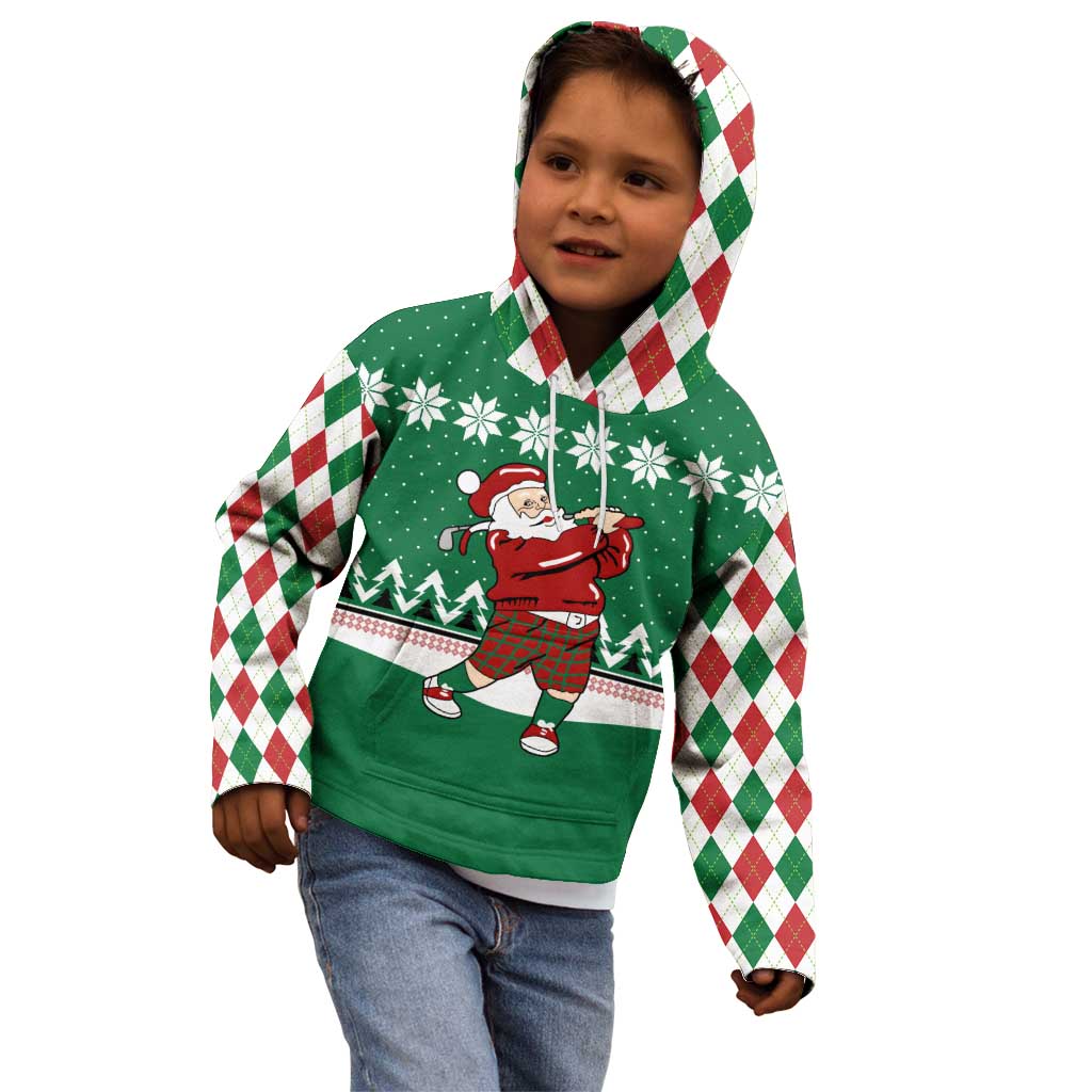 Golfer Santa Christmas Kid Hoodie Xmas Holiday Patterns - Wonder Print Shop