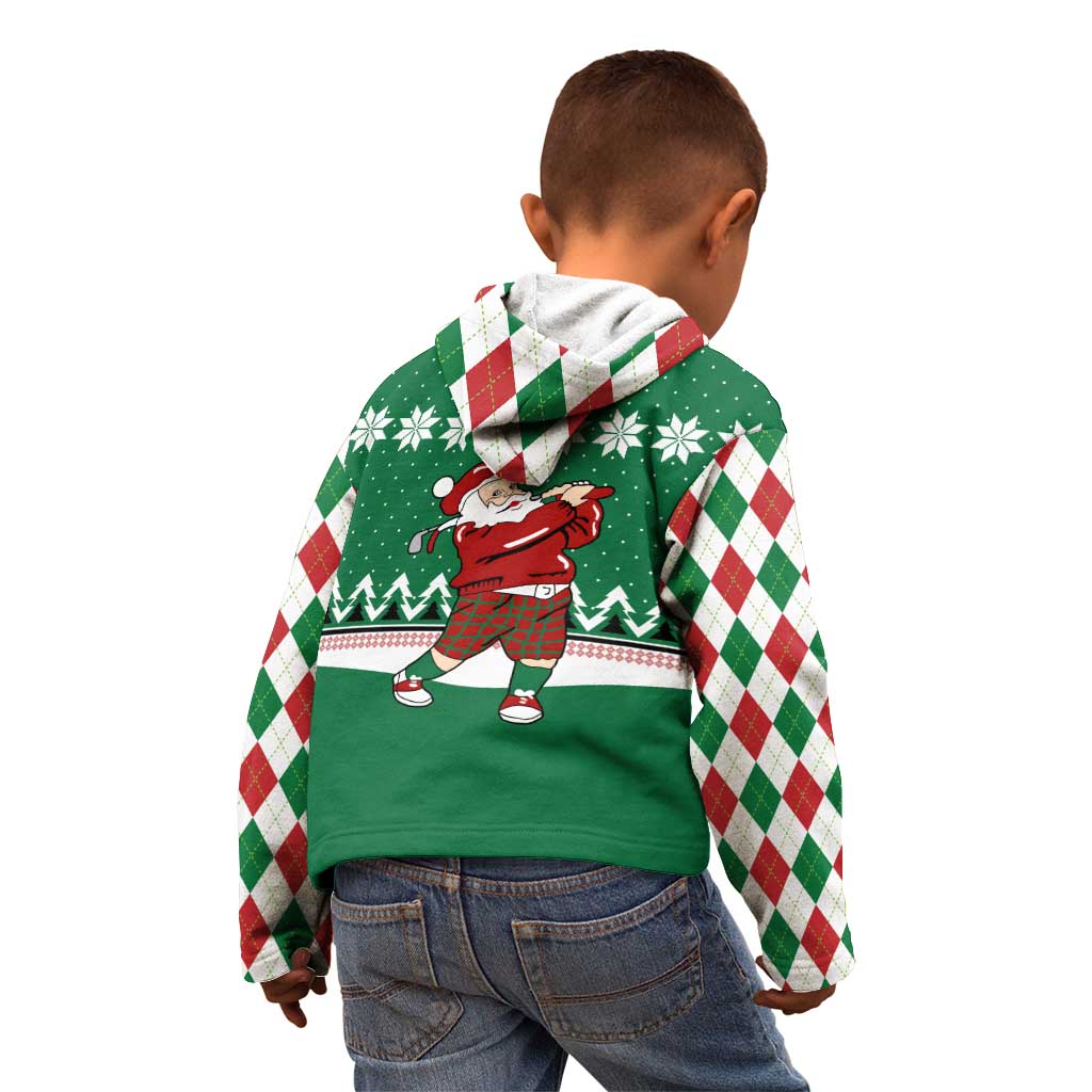 Golfer Santa Christmas Kid Hoodie Xmas Holiday Patterns - Wonder Print Shop