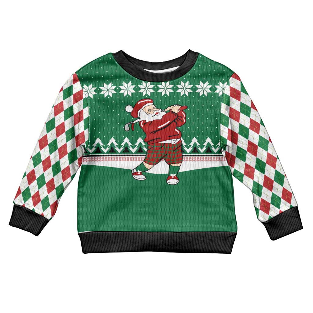 Golfer Santa Christmas Kid Ugly Christmas Sweater Xmas Holiday Patterns - Wonder Print Shop