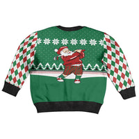 Golfer Santa Christmas Kid Ugly Christmas Sweater Xmas Holiday Patterns - Wonder Print Shop