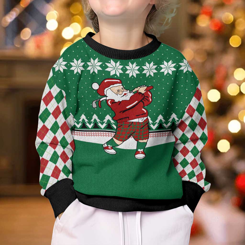 Golfer Santa Christmas Kid Ugly Christmas Sweater Xmas Holiday Patterns - Wonder Print Shop