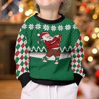 Golfer Santa Christmas Kid Ugly Christmas Sweater Xmas Holiday Patterns - Wonder Print Shop