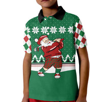 Golfer Santa Christmas Kid Polo Shirt Xmas Holiday Patterns - Wonder Print Shop