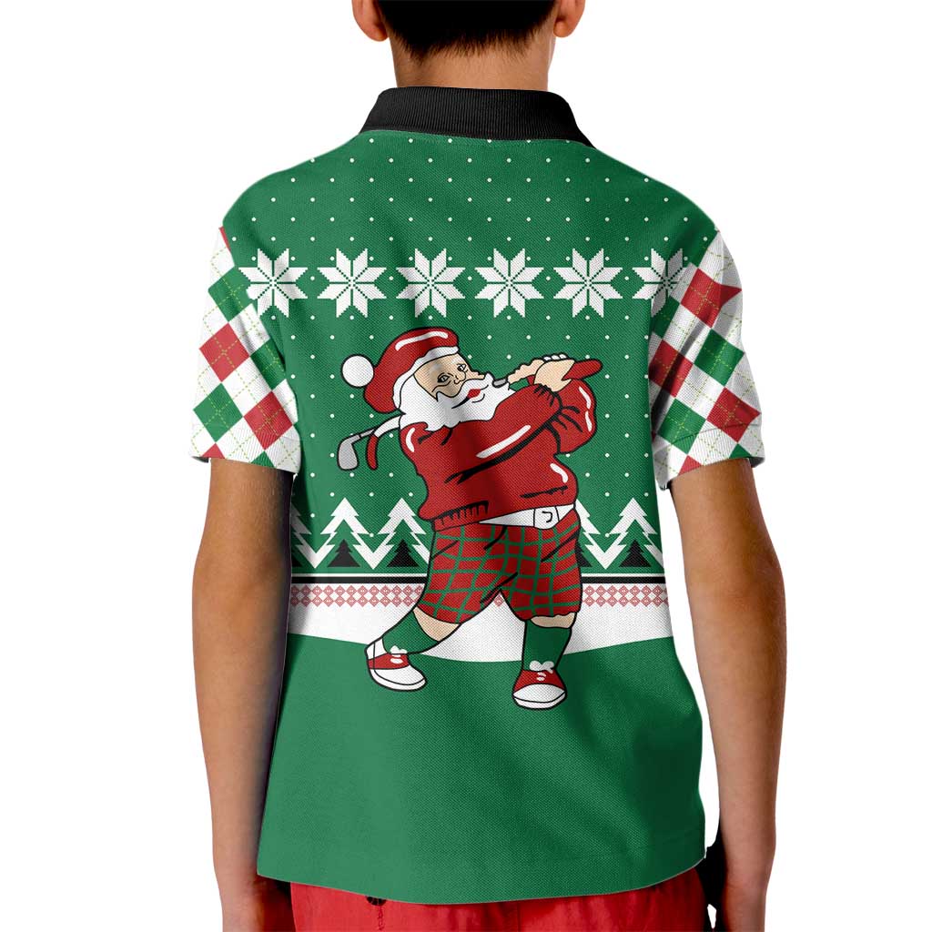 Golfer Santa Christmas Kid Polo Shirt Xmas Holiday Patterns - Wonder Print Shop