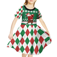 Golfer Santa Christmas Kid Short Sleeve Dress Xmas Holiday Patterns - Wonder Print Shop