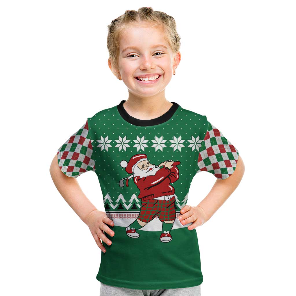 Golfer Santa Christmas Kid T Shirt Xmas Holiday Patterns - Wonder Print Shop