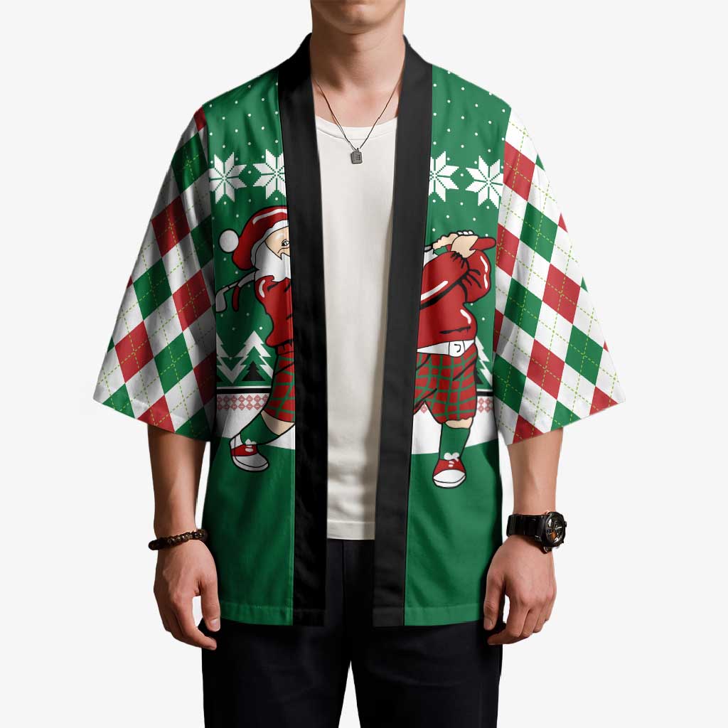 Golfer Santa Christmas Kimono Xmas Holiday Patterns - Wonder Print Shop