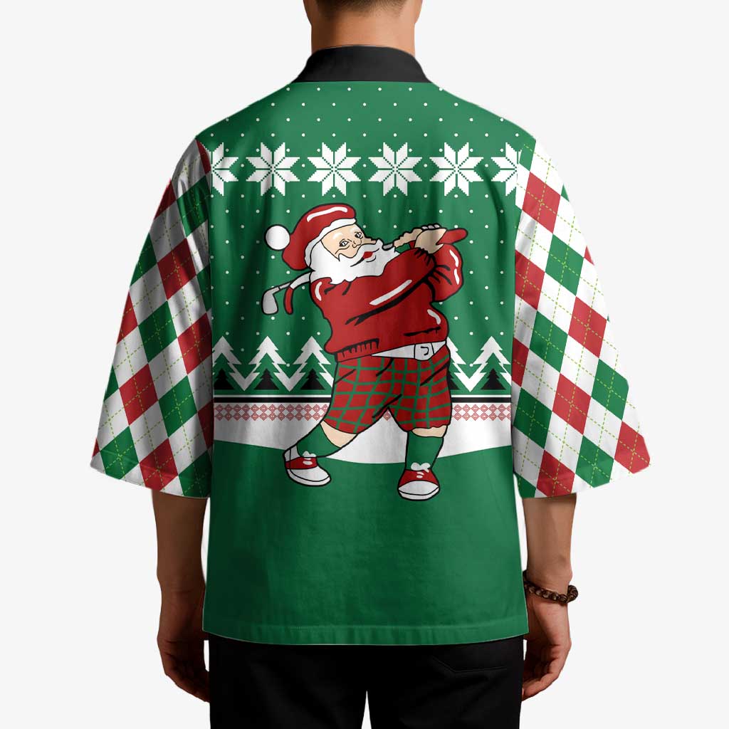 Golfer Santa Christmas Kimono Xmas Holiday Patterns - Wonder Print Shop