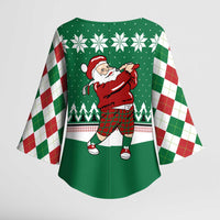 Golfer Santa Christmas Kimono Sleeve Blouse Xmas Holiday Patterns - Wonder Print Shop