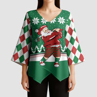 Golfer Santa Christmas Kimono Sleeve Blouse Xmas Holiday Patterns - Wonder Print Shop