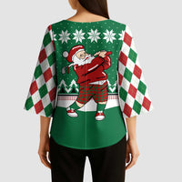 Golfer Santa Christmas Kimono Sleeve Blouse Xmas Holiday Patterns - Wonder Print Shop