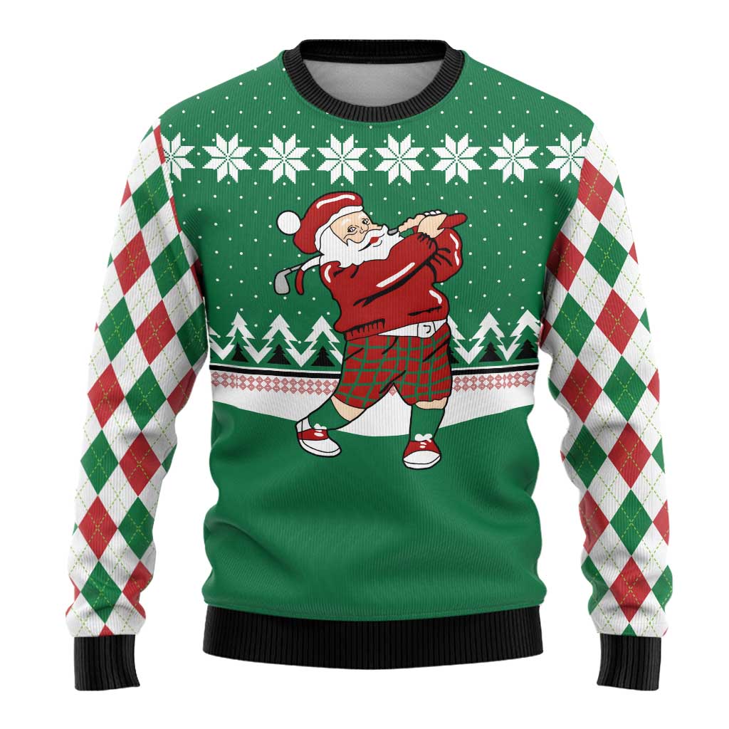 Golfer Santa Christmas Ugly Christmas Sweater Xmas Holiday Patterns - Wonder Print Shop