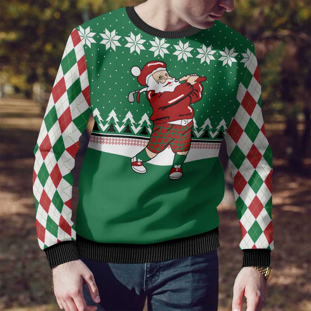 Golfer Santa Christmas Ugly Christmas Sweater Xmas Holiday Patterns - Wonder Print Shop