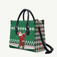 Golfer Santa Christmas Leather Bag Xmas Holiday Patterns - Wonder Print Shop
