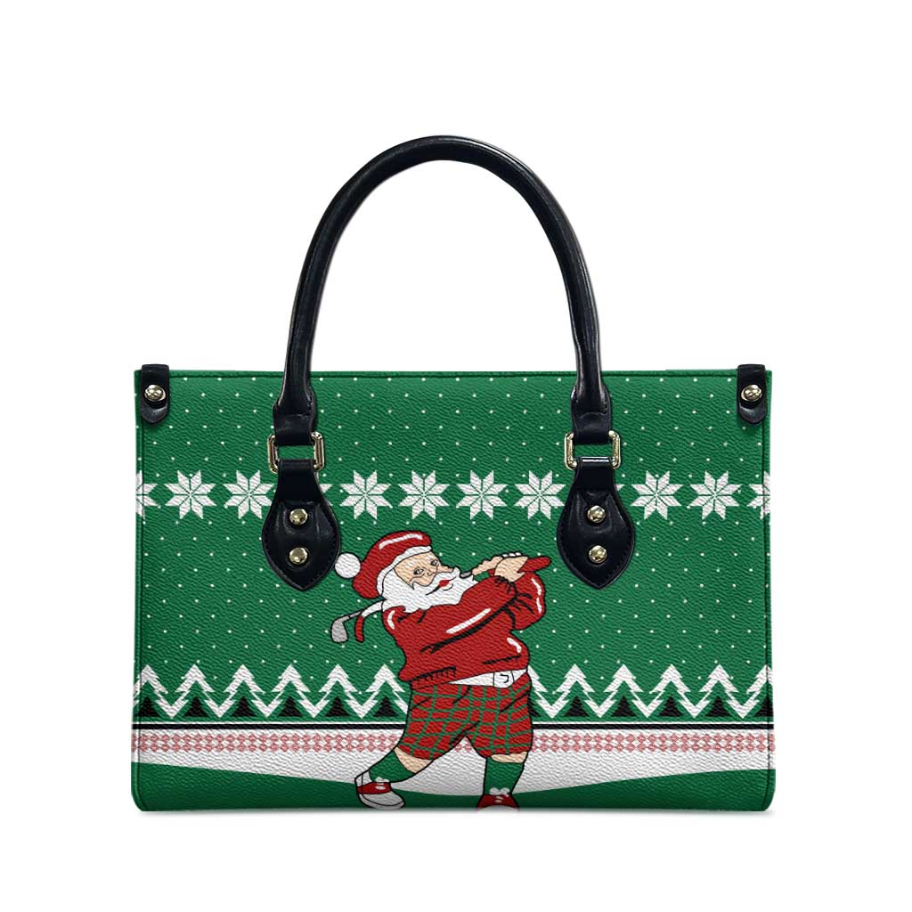 Golfer Santa Christmas Leather Bag Xmas Holiday Patterns - Wonder Print Shop