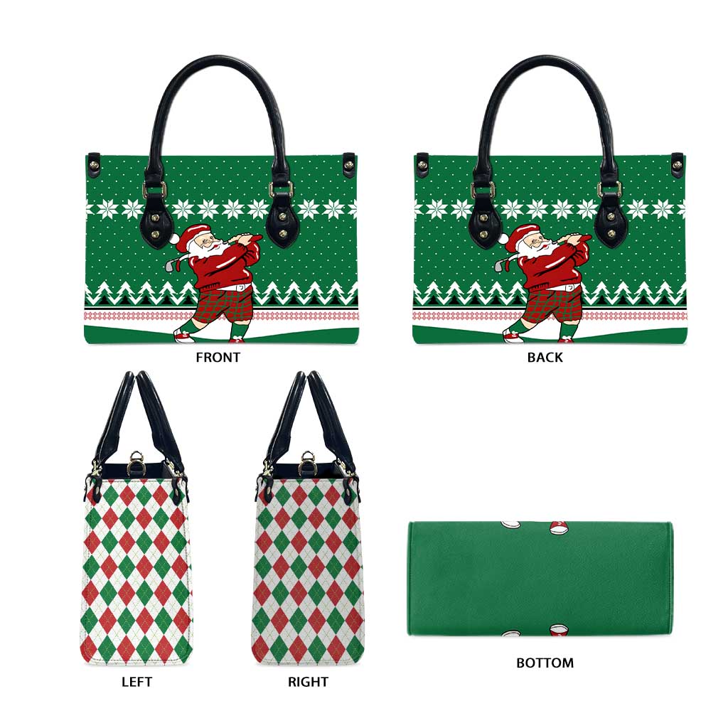 Golfer Santa Christmas Leather Bag Xmas Holiday Patterns - Wonder Print Shop
