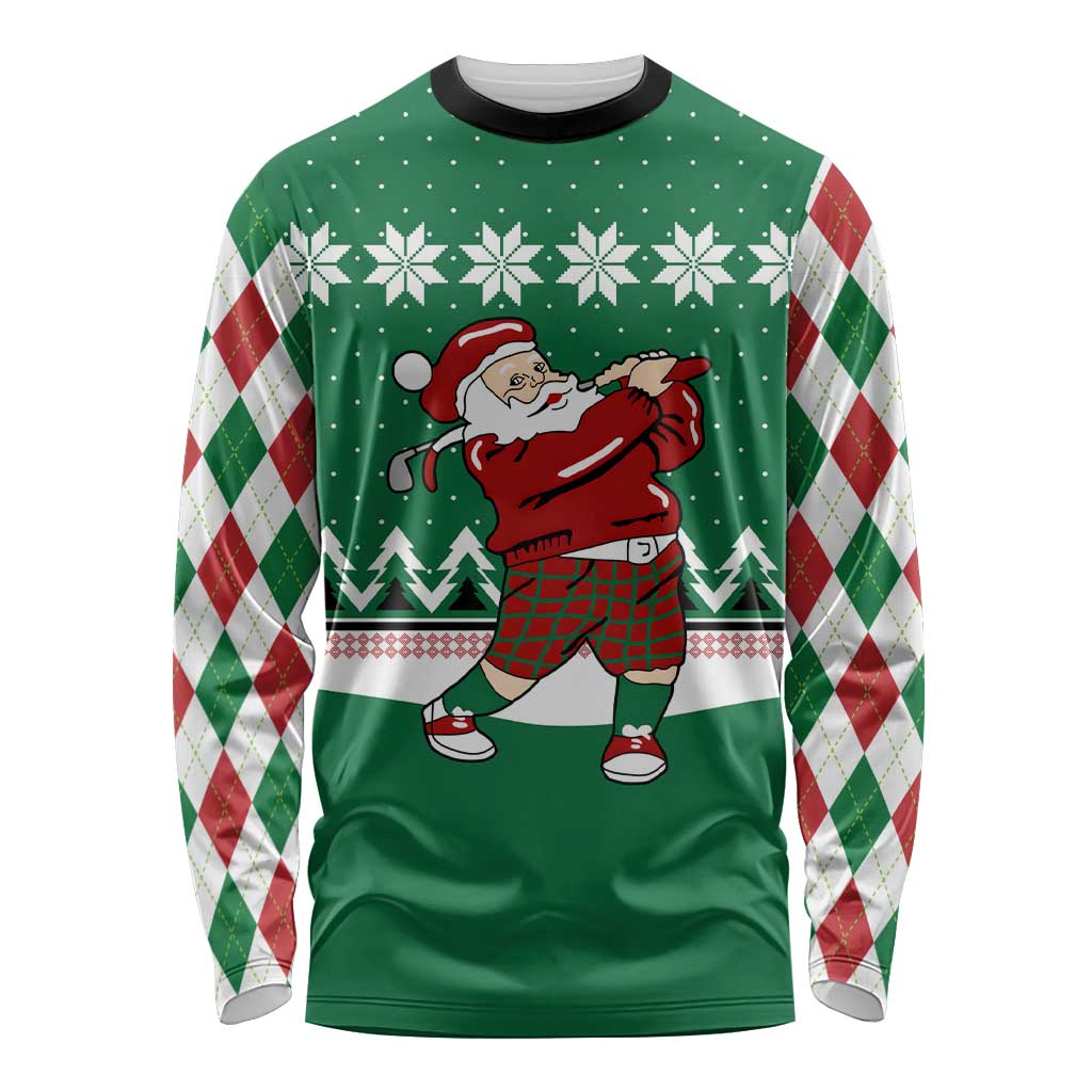 Golfer Santa Christmas Long Sleeve Shirt Xmas Holiday Patterns - Wonder Print Shop
