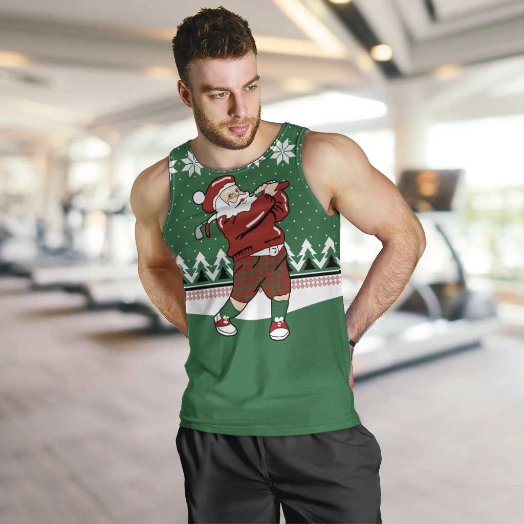 Golfer Santa Christmas Men Tank Top Xmas Holiday Patterns - Wonder Print Shop