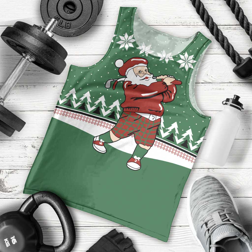 Golfer Santa Christmas Men Tank Top Xmas Holiday Patterns - Wonder Print Shop