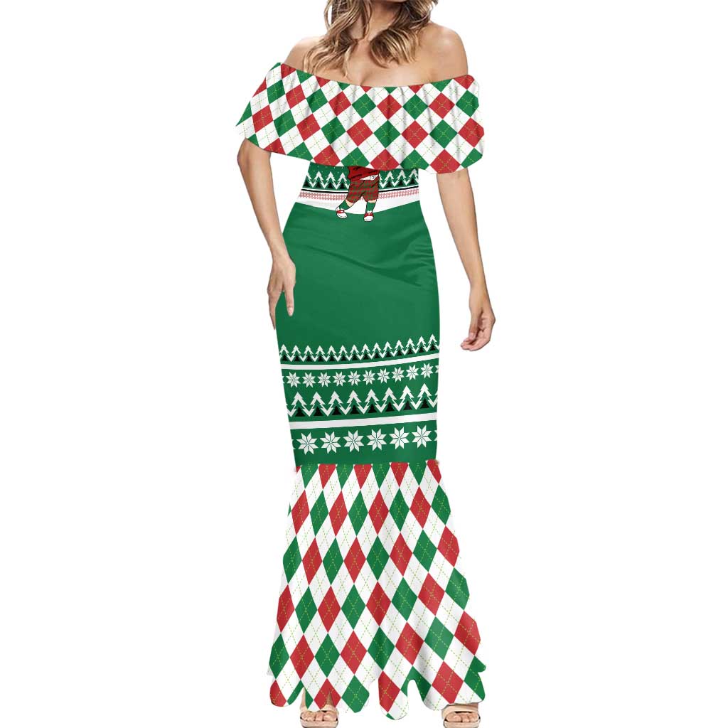 Golfer Santa Christmas Mermaid Dress Xmas Holiday Patterns - Wonder Print Shop