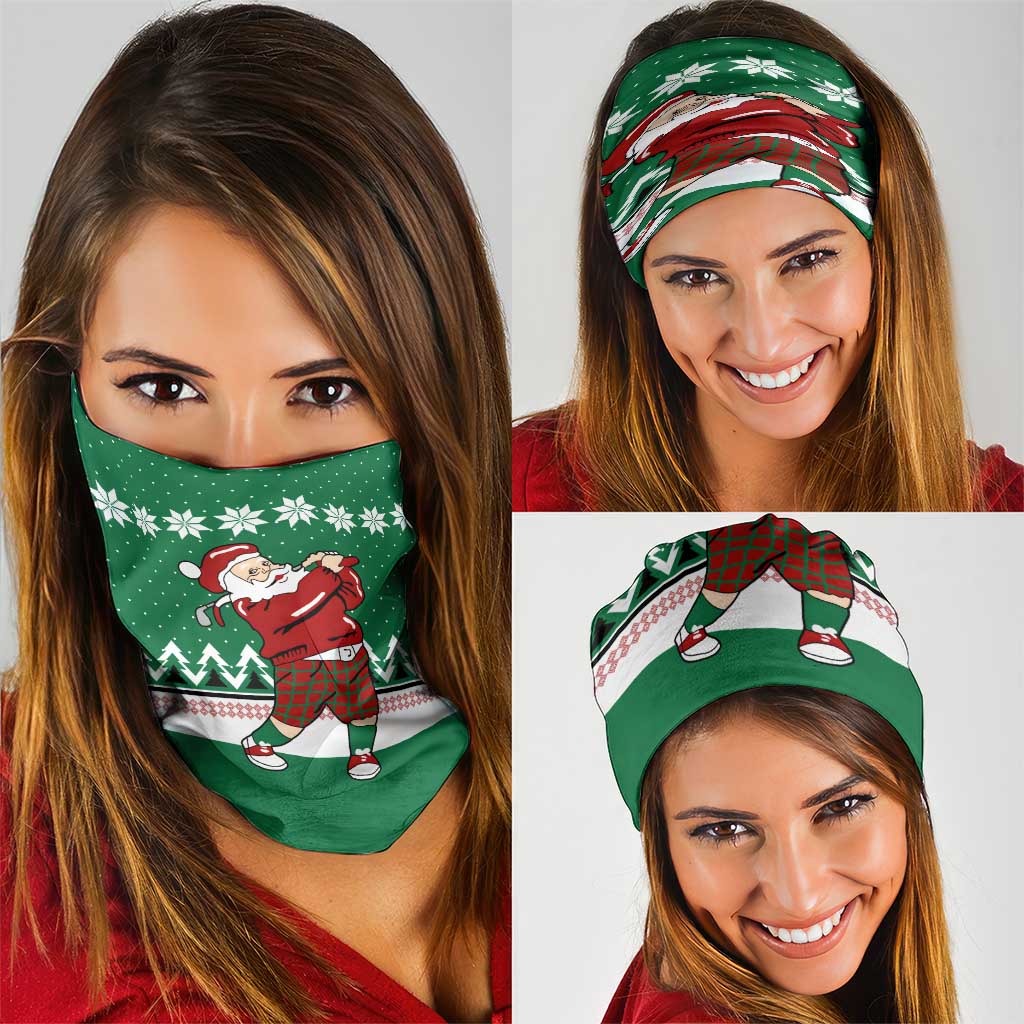 Golfer Santa Christmas Neck Gaiter Xmas Holiday Patterns - Wonder Print Shop