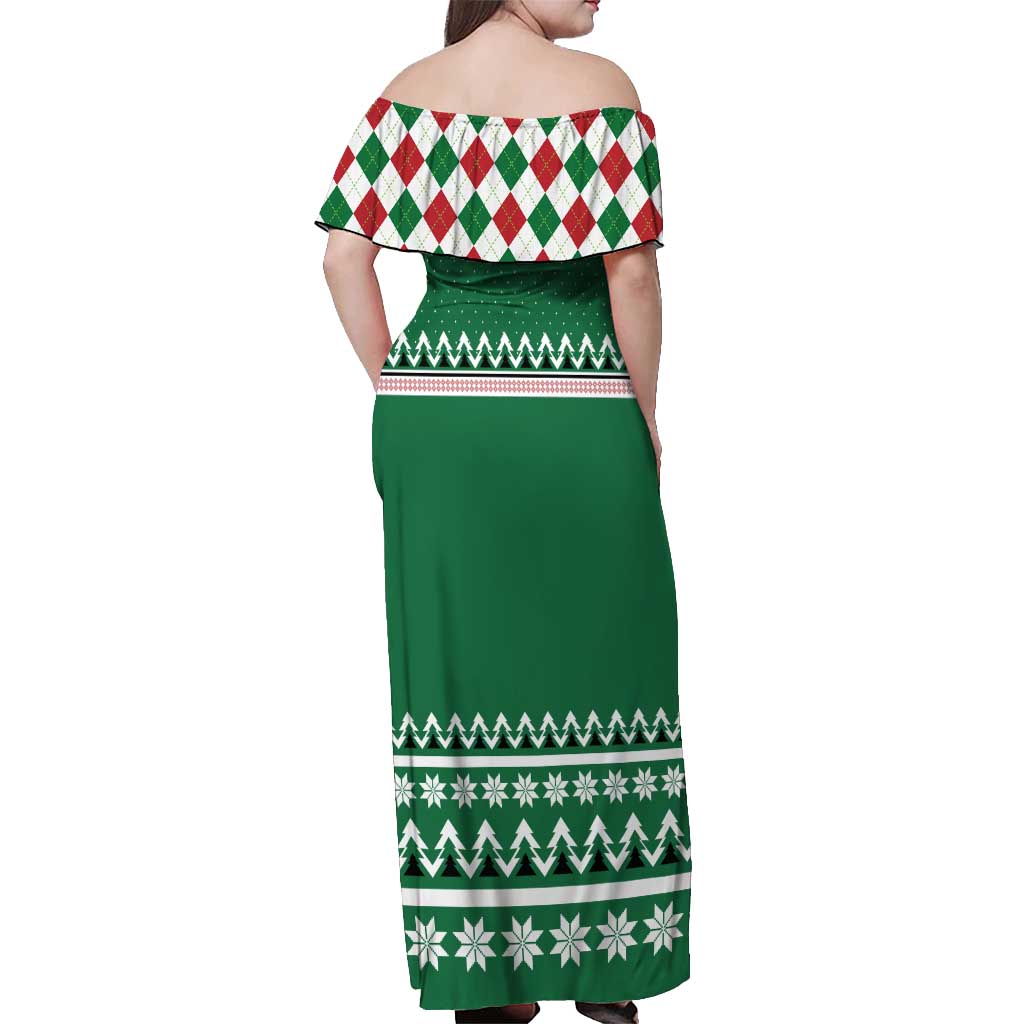 Golfer Santa Christmas Off Shoulder Maxi Dress Xmas Holiday Patterns - Wonder Print Shop