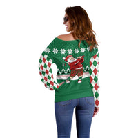 Golfer Santa Christmas Off Shoulder Sweater Xmas Holiday Patterns - Wonder Print Shop