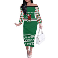Golfer Santa Christmas Off The Shoulder Long Sleeve Dress Xmas Holiday Patterns - Wonder Print Shop