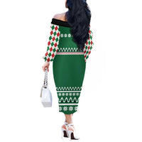 Golfer Santa Christmas Off The Shoulder Long Sleeve Dress Xmas Holiday Patterns - Wonder Print Shop