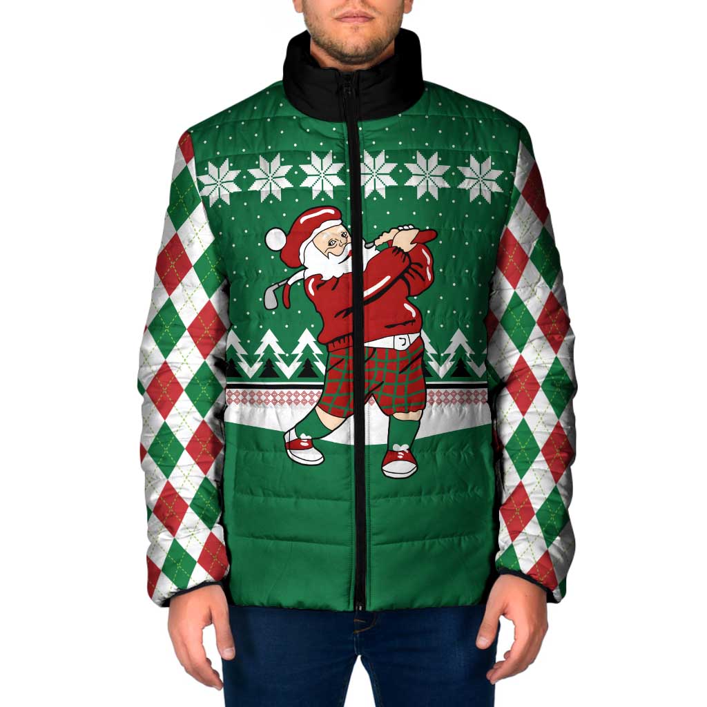 Golfer Santa Christmas Padded Jacket Xmas Holiday Patterns - Wonder Print Shop