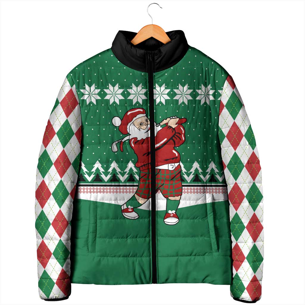 Golfer Santa Christmas Padded Jacket Xmas Holiday Patterns - Wonder Print Shop