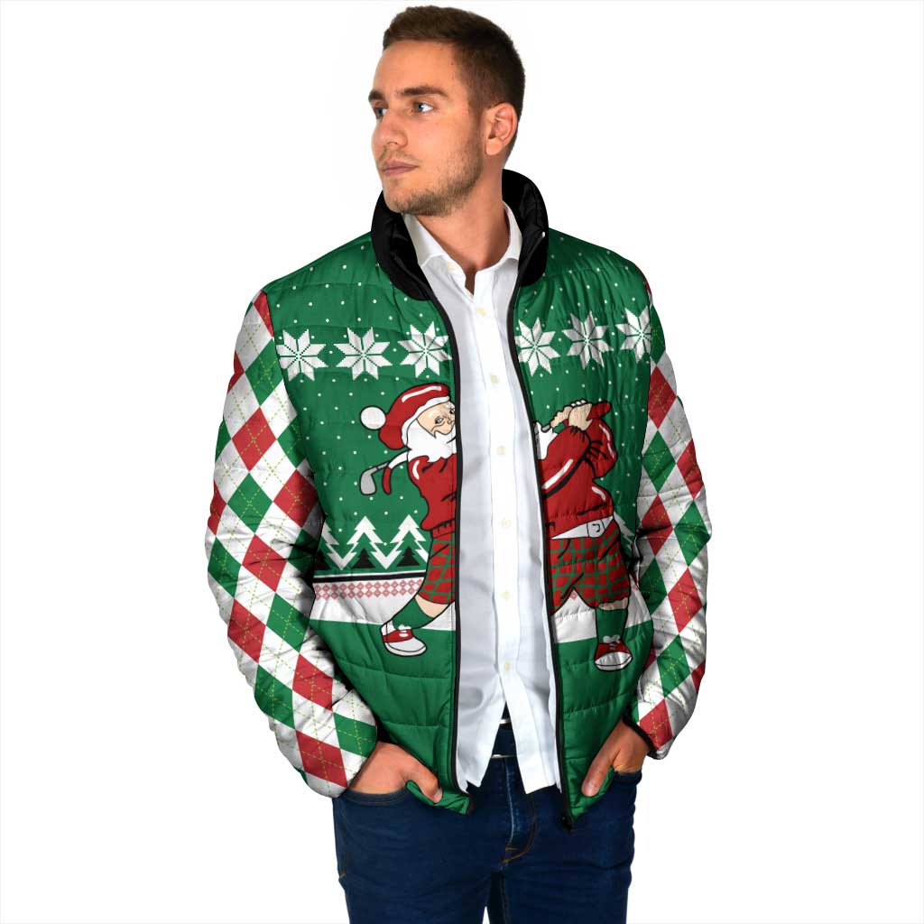 Golfer Santa Christmas Padded Jacket Xmas Holiday Patterns - Wonder Print Shop