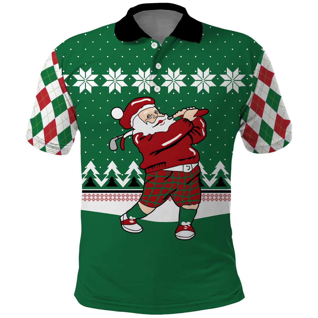 Golfer Santa Christmas Polo Shirt Xmas Holiday Patterns - Wonder Print Shop
