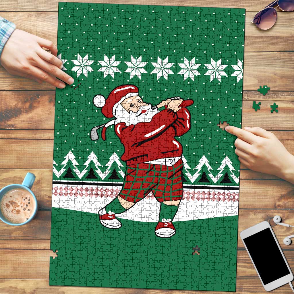Golfer Santa Christmas Puzzle Xmas Holiday Patterns - Wonder Print Shop