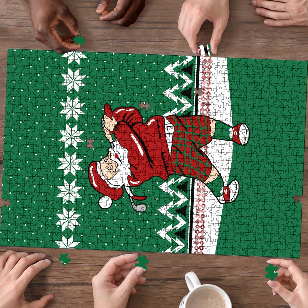 Golfer Santa Christmas Puzzle Xmas Holiday Patterns - Wonder Print Shop