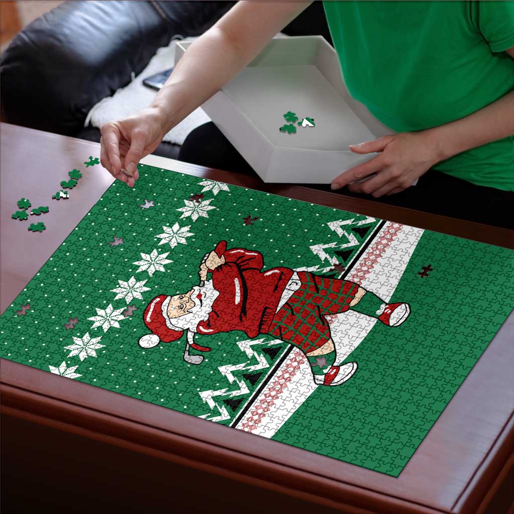 Golfer Santa Christmas Puzzle Xmas Holiday Patterns - Wonder Print Shop