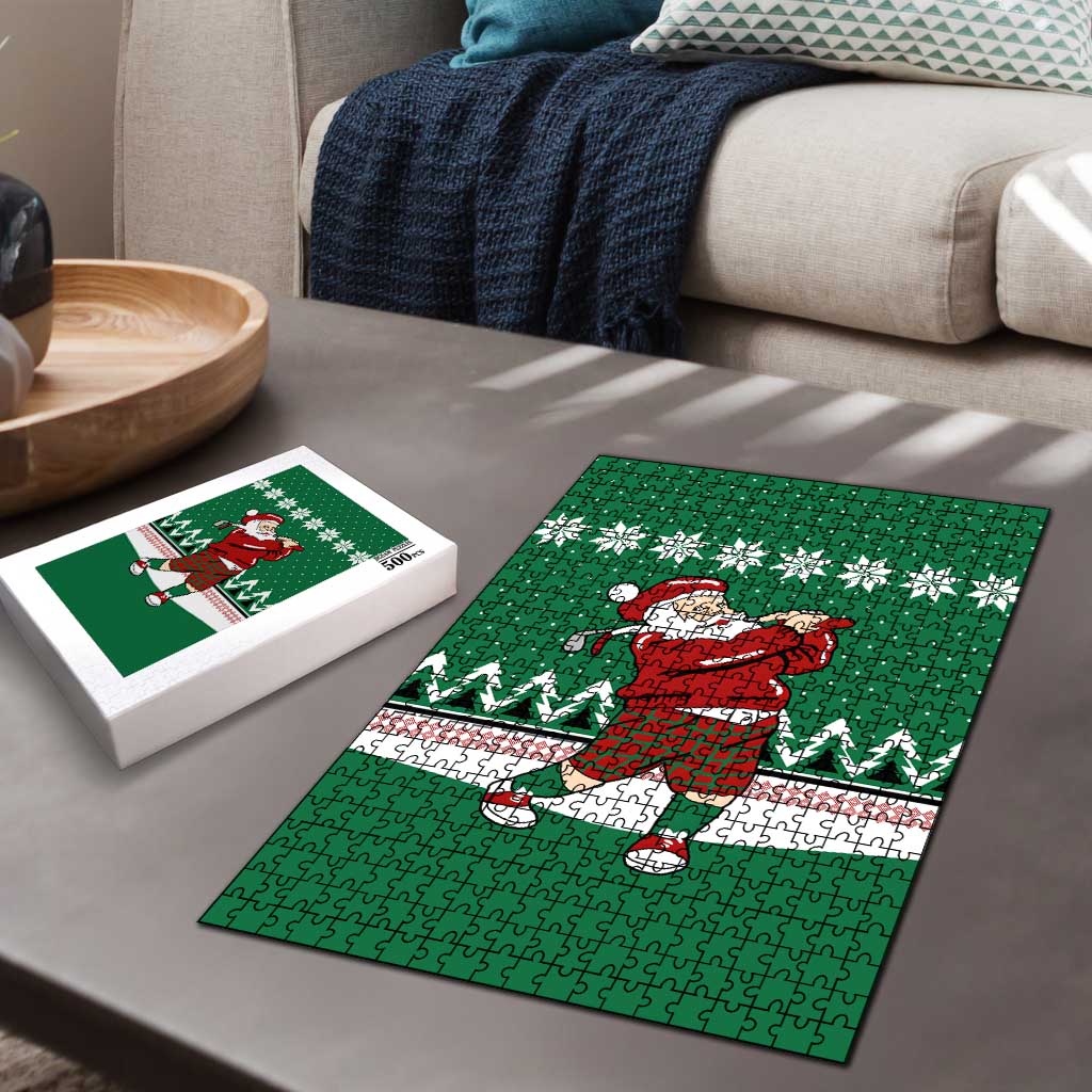 Golfer Santa Christmas Puzzle Xmas Holiday Patterns - Wonder Print Shop