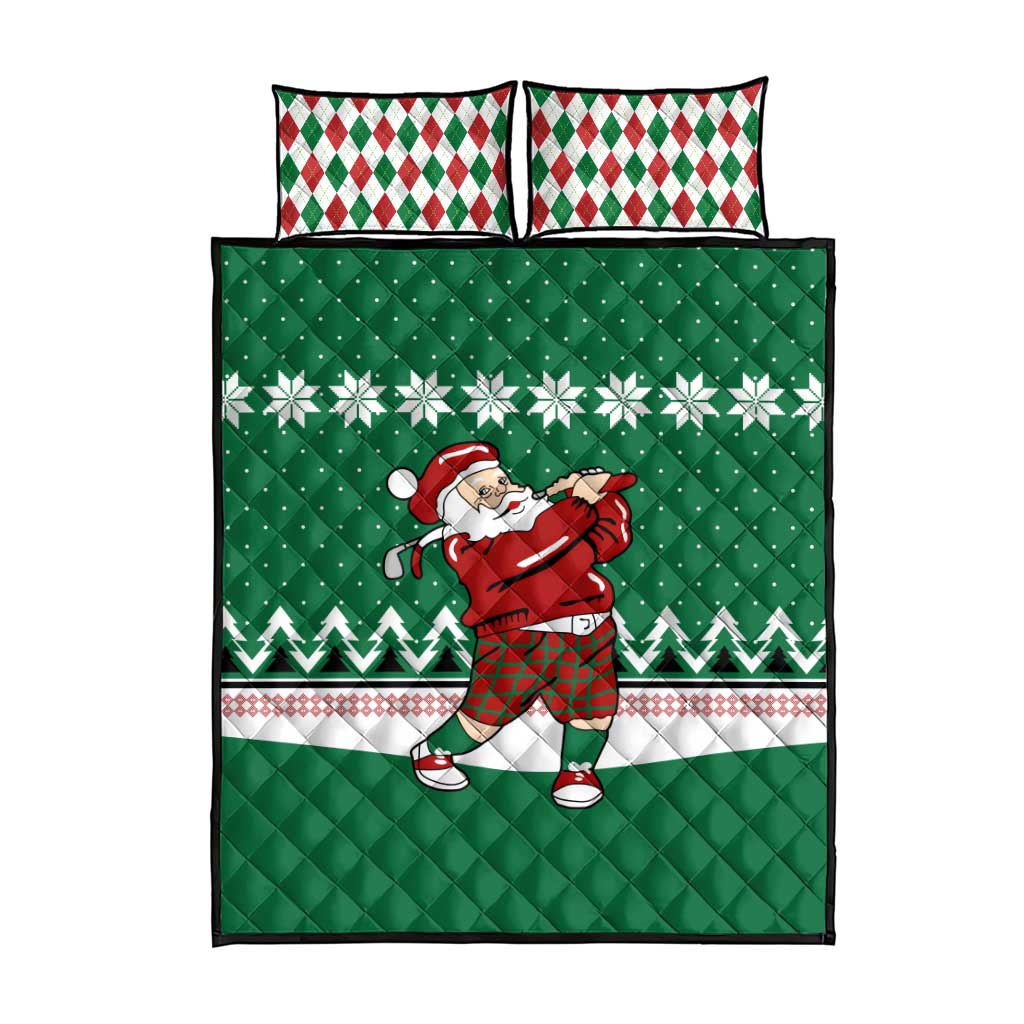 Golfer Santa Christmas Quilt Bed Set Xmas Holiday Patterns - Wonder Print Shop