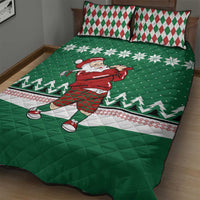 Golfer Santa Christmas Quilt Bed Set Xmas Holiday Patterns - Wonder Print Shop
