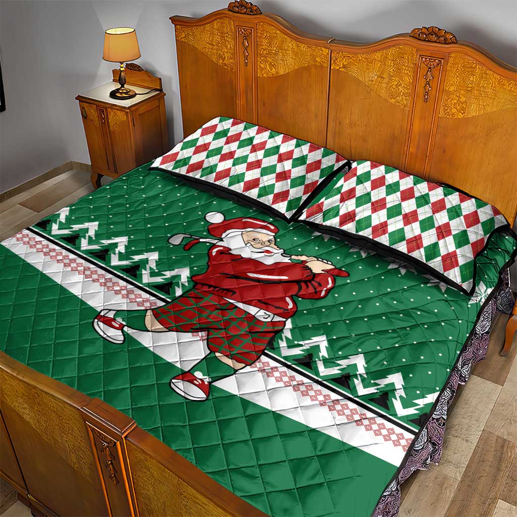Golfer Santa Christmas Quilt Bed Set Xmas Holiday Patterns - Wonder Print Shop