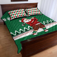 Golfer Santa Christmas Quilt Bed Set Xmas Holiday Patterns - Wonder Print Shop