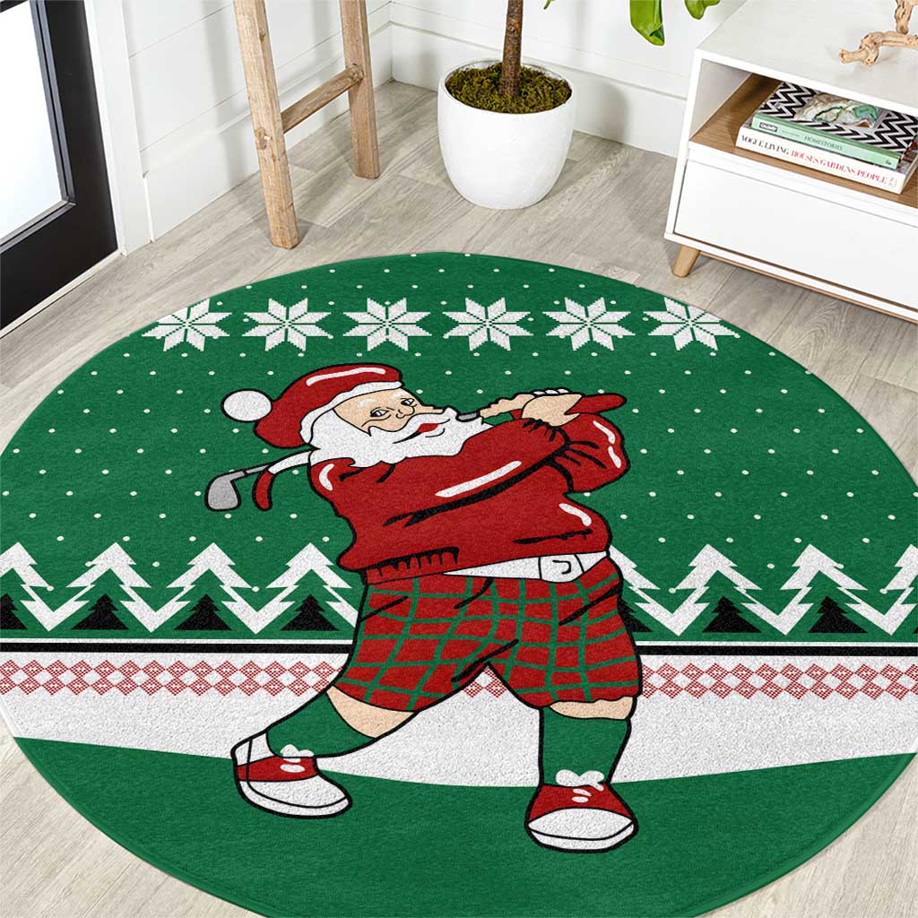 Golfer Santa Christmas Round Carpet Xmas Holiday Patterns - Wonder Print Shop