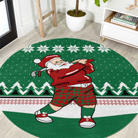 Golfer Santa Christmas Round Carpet Xmas Holiday Patterns - Wonder Print Shop