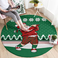 Golfer Santa Christmas Round Carpet Xmas Holiday Patterns - Wonder Print Shop