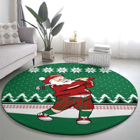 Golfer Santa Christmas Round Carpet Xmas Holiday Patterns - Wonder Print Shop