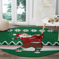 Golfer Santa Christmas Round Carpet Xmas Holiday Patterns - Wonder Print Shop