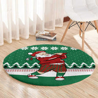 Golfer Santa Christmas Round Carpet Xmas Holiday Patterns - Wonder Print Shop