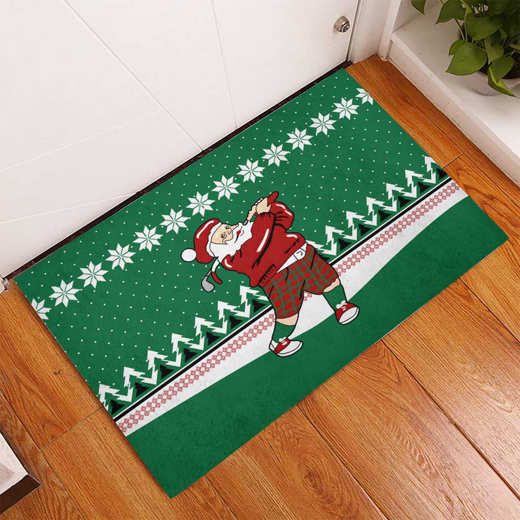 Golfer Santa Christmas Rubber Doormat Xmas Holiday Patterns - Wonder Print Shop