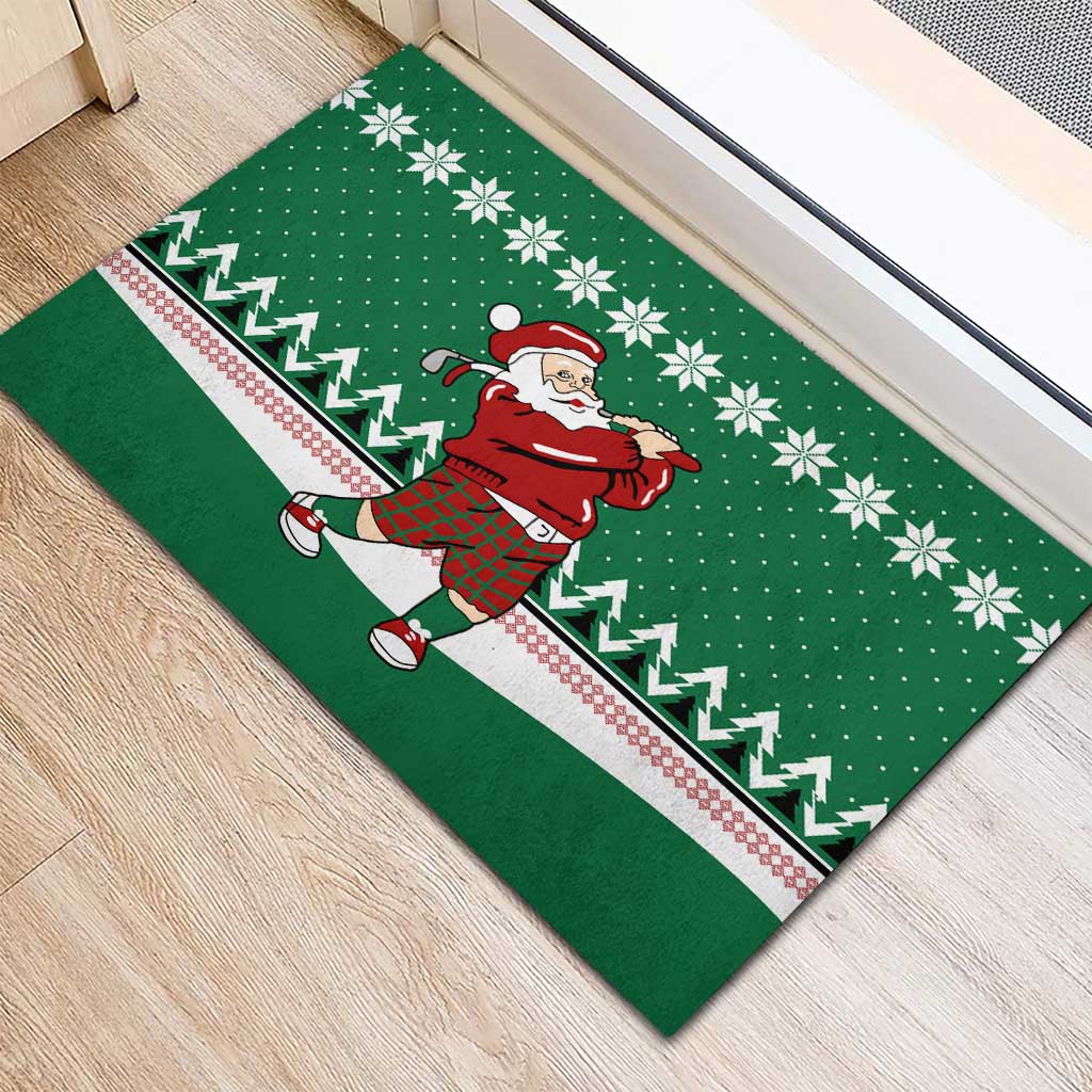 Golfer Santa Christmas Rubber Doormat Xmas Holiday Patterns - Wonder Print Shop